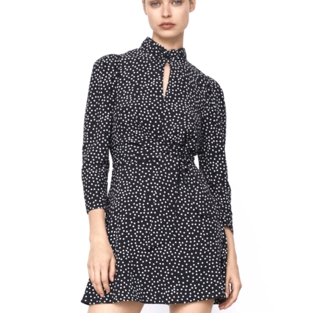 NWT ZARA | Micro Dot Mini Dress Black / White